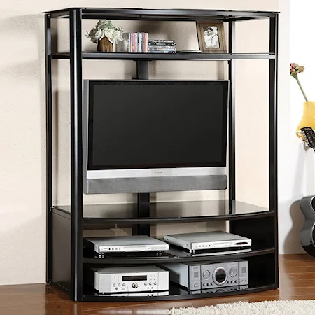 Contemporary Glass Top TV Console with Mount Bracket